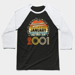 Awesome Since February 2001 Vintage 22nd Birthday Baseball T-Shirt